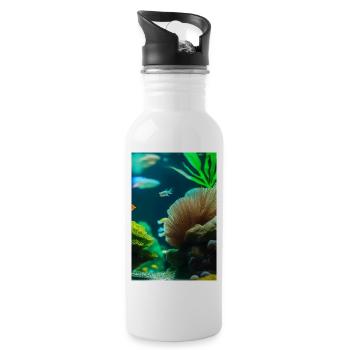 Fish, Aquarium - Water bottle with straw - white - Right
