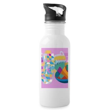 Formen und Muster - Trinkflasche mit integriertem Trinkhalm - Weiß - Rechts