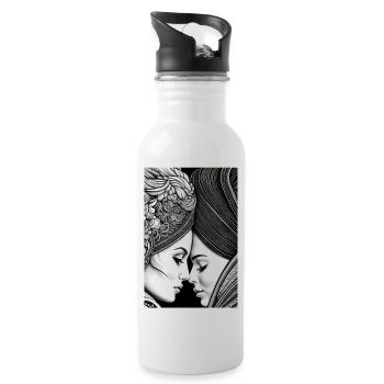 Woman with wife Romance - Water bottle with straw - white - Right