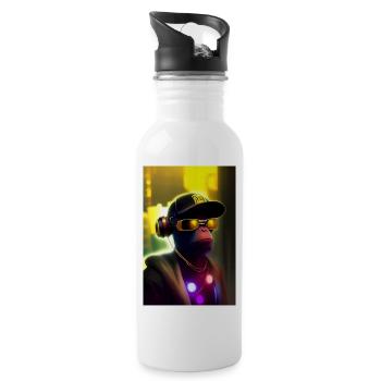 Cooler Affe mit Sonnenbrille - Trinkflasche mit integriertem Trinkhalm - Weiß - Rechts
