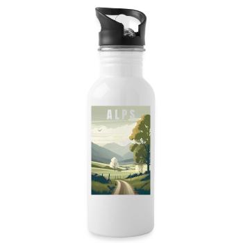 Alpine Nature minimalist gift - Water bottle with straw - white - Right