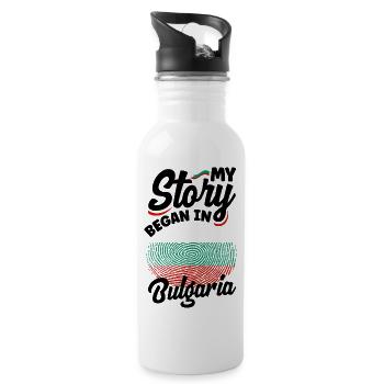 Bulgarisch Bulgarien Bulgarische Flagge Meine Geschichte begann - Trinkflasche mit integriertem Trinkhalm - Weiß - Rechts