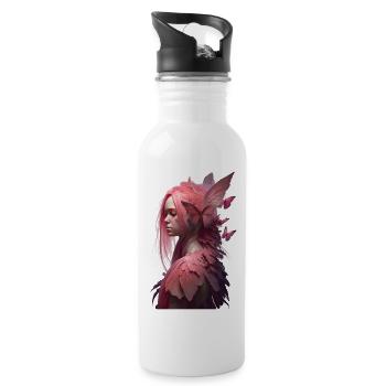 Butterfly Girl Pink Gift - Water bottle with straw - white - Right