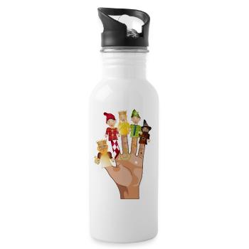 Figures from the puppet theatre as finger puppets - Water bottle with straw - white - Right