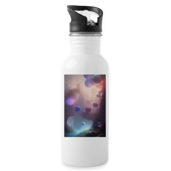Bunte Blasen - Trinkflasche mit integriertem Trinkhalm - Weiß - Rechts