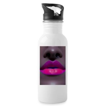 Kiss Mouth - Water bottle with straw - white - Right