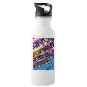 Bunte Seifenblasen - Trinkflasche mit integriertem Trinkhalm - Weiß - Rechts