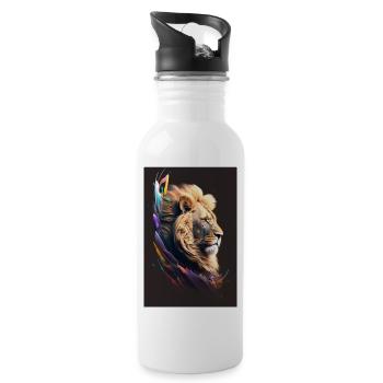 Neon Lion - Water bottle with straw - white - Right