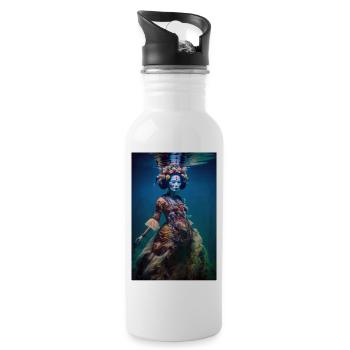 Geisha zombie underwater - Water bottle with straw - white - Right