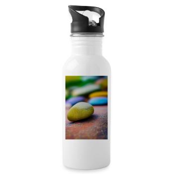Colorful stones - Water bottle with straw - white - Right
