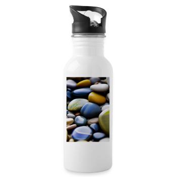 Colorful stones - Water bottle with straw - white - Right