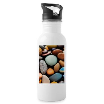 Colorful stones - Water bottle with straw - white - Right