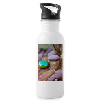 Colorful stones - Water bottle with straw - white - Right