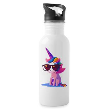 Unicorn Mythical Animal Unicorn Unicorn Girl - Water bottle with straw - white - Right