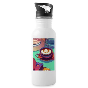 Coffee, coffee beans - Water bottle with straw - white - Right