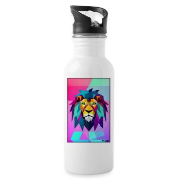 Leo Polygon Arc-en-ciel coloré sauvage Faune sauvage - Gourde avec paille intégrée - blanc - Droite