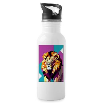 Leo Polygon Arc-en-ciel coloré sauvage Faune sauvage - Gourde avec paille intégrée - blanc - Droite