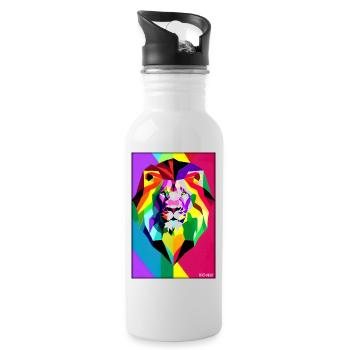 Leo Polygon Arc-en-ciel coloré sauvage Faune sauvage - Gourde avec paille intégrée - blanc - Droite
