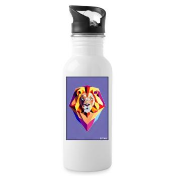 Leo Polygon Arc-en-ciel coloré sauvage Faune sauvage - Gourde avec paille intégrée - blanc - Droite