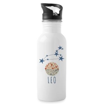 Das Sternbild Löwe - Trinkflasche mit integriertem Trinkhalm - Weiß - Rechts