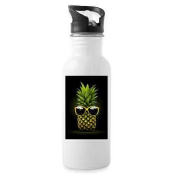 Ananas - Trinkflasche mit integriertem Trinkhalm - Weiß - Rechts