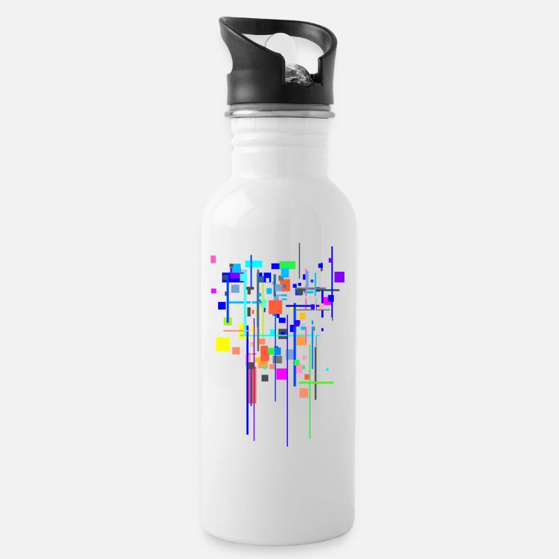 Muster Farben - Abstrakt - Trinkflasche mit integriertem Trinkhalm - Weiß