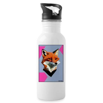 Fuchs Polygon Waldbewohner Waldtier Wildnis Tier - Trinkflasche mit integriertem Trinkhalm - Weiß - Rechts