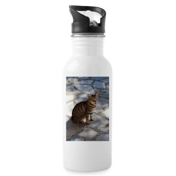 Katze Kätzchen - Trinkflasche mit integriertem Trinkhalm - Weiß - Rechts