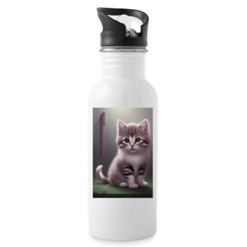 Baby Katze - Trinkflasche mit integriertem Trinkhalm - Weiß - Rechts