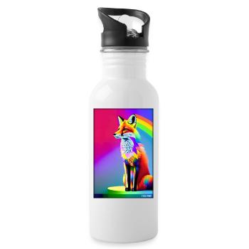 Fuchs Polygon Waldbewohner Waldtier Wildnis Tier - Trinkflasche mit integriertem Trinkhalm - Weiß - Rechts