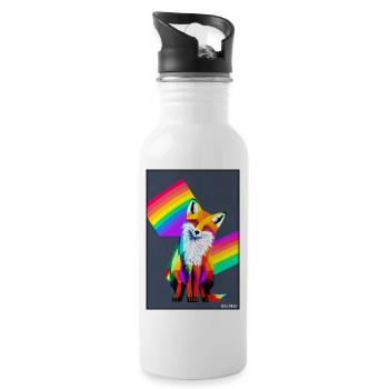 Fuchs Polygon Waldbewohner Waldtier Wildnis Tier - Trinkflasche mit integriertem Trinkhalm - Weiß - Rechts