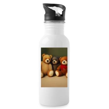 Teddy bear - Water bottle with straw - white - Right