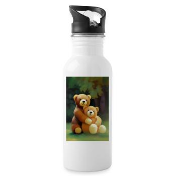 Teddy bear - Water bottle with straw - white - Right