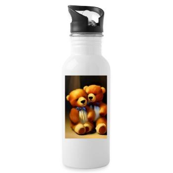 Teddy bear - Water bottle with straw - white - Right