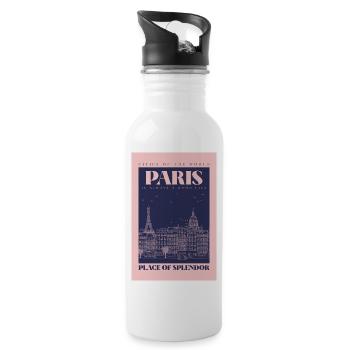 Paris - Trinkflasche mit integriertem Trinkhalm - Weiß - Rechts