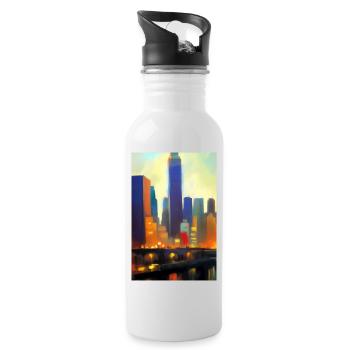 New York City Skyline - Water bottle with straw - white - Right