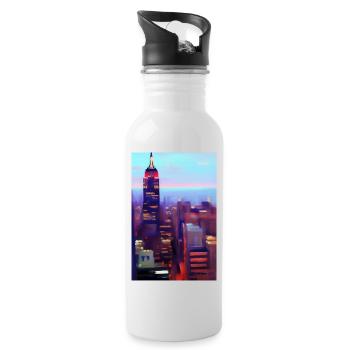 New York City Skyline - Water bottle with straw - white - Right