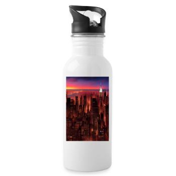 New York City Skyline - Water bottle with straw - white - Right