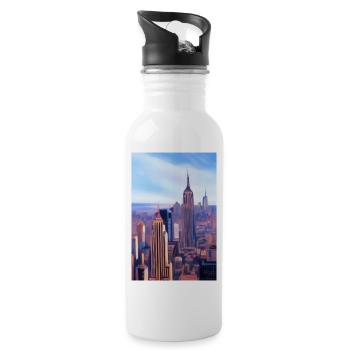 New York City Skyline - Water bottle with straw - white - Right