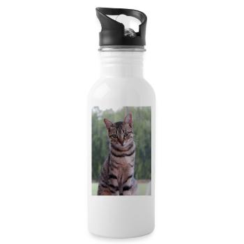 Katze Kätzchen - Trinkflasche mit integriertem Trinkhalm - Weiß - Rechts