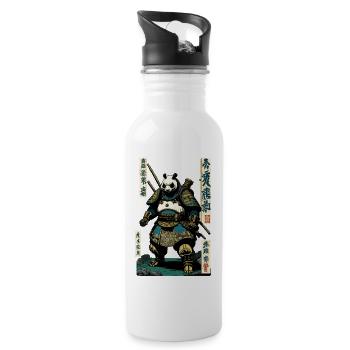 Panda in Samurairüstung in Ukiyo-e Stil - Trinkflasche mit integriertem Trinkhalm - Weiß - Rechts