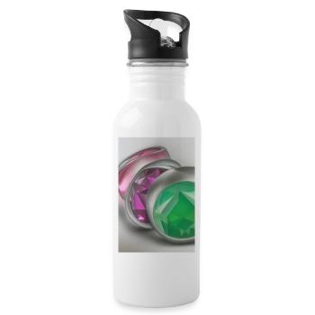 Edelsteine - Trinkflasche mit integriertem Trinkhalm - Weiß - Rechts