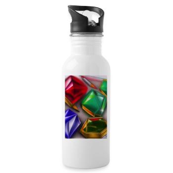 Edelsteine - Trinkflasche mit integriertem Trinkhalm - Weiß - Rechts