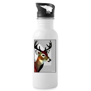 Deer Polygon Wildlife Wilderness Forest Nature Antlers - Water bottle with straw - white - Right