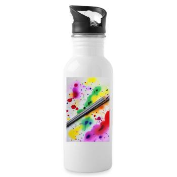 Splashes of paint - Water bottle with straw - white - Right