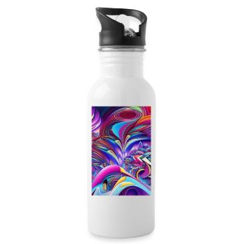 Abstract art - Water bottle with straw - white - Right