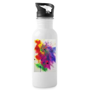 Splashes of paint - Water bottle with straw - white - Right
