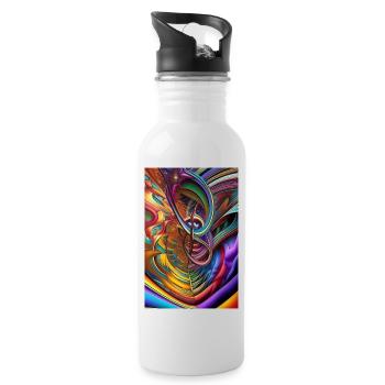 Abstract art - Water bottle with straw - white - Right
