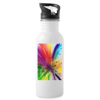 Splashes of color - Water bottle with straw - white - Right