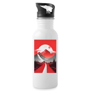 minimalistisch Natur Berge Geschenk - Trinkflasche mit integriertem Trinkhalm - Weiß - Rechts